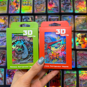 LED Light-Up Holographic Paper-Cut Fridge Magnet | Anime Card Art | 21 Styles