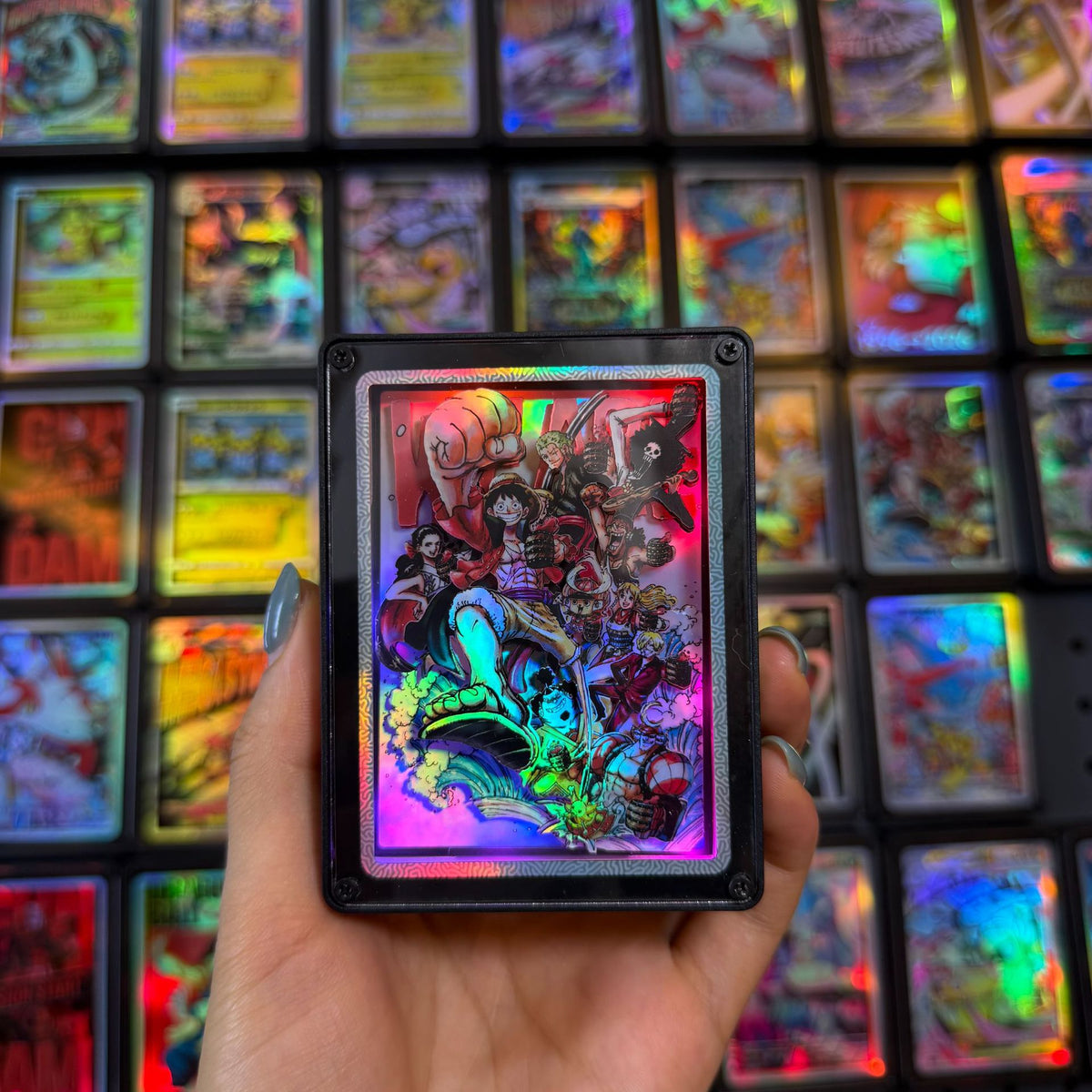 LED Light-Up Holographic Paper-Cut Fridge Magnet | Anime Card Art | 21 Styles - Style 12