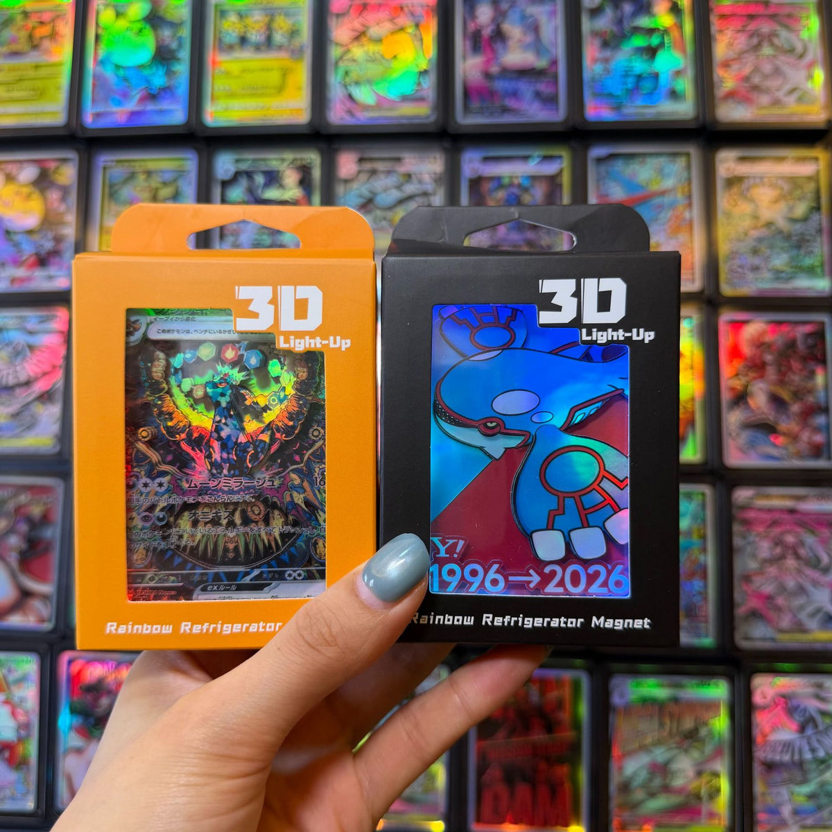 LED Light-Up Holographic Paper-Cut Fridge Magnet | Anime Card Art | 21 Styles