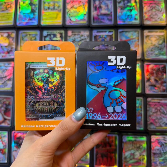 LED Light-Up Holographic Paper-Cut Fridge Magnet | Anime Card Art | 21 Styles