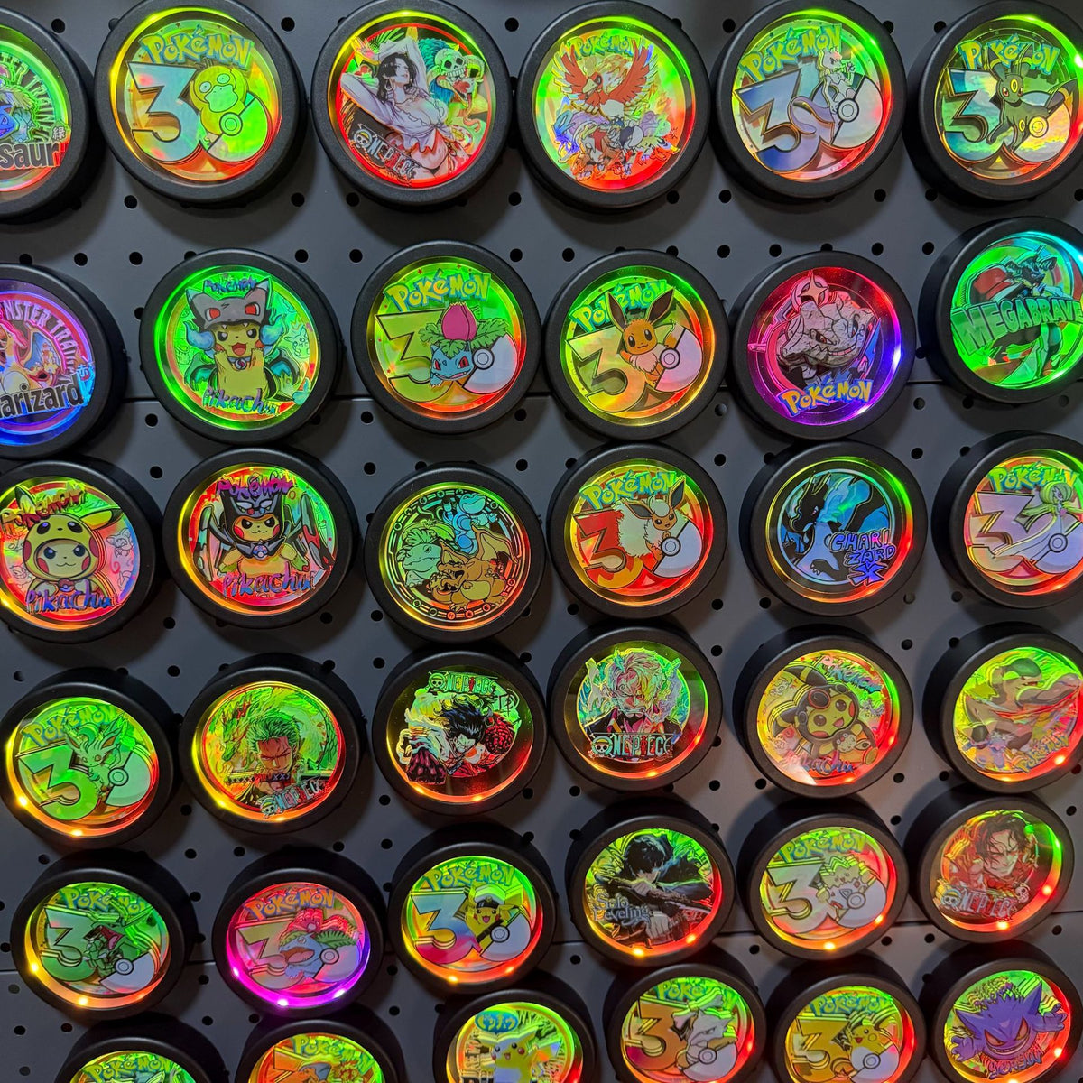 LED Light-Up Holographic Round Fridge Magnet | 30th Anniversary Creatures | 24 Styles