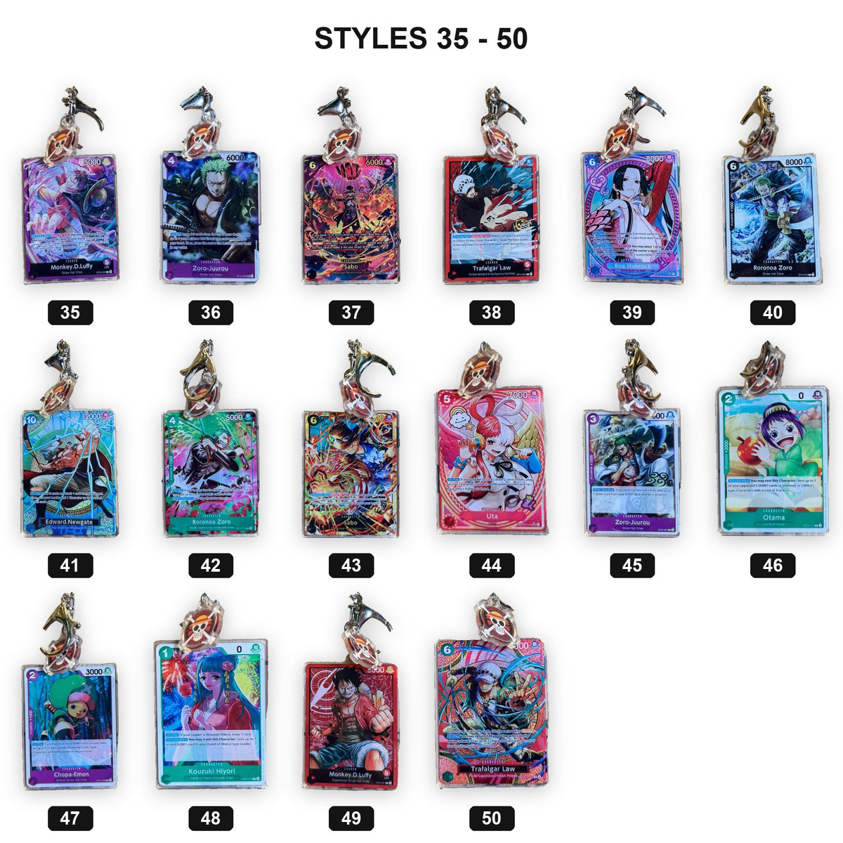 Pirate Card Series Vol.1 style chart 3 with style numbers