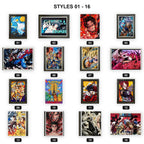 3D paper carving anime wall art in black frames style chart 1 with style numbers