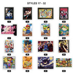 3D paper carving anime wall art in black frames style chart 2 with style numbers