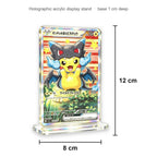 Acrylic card display stand size: about 12 cm tall, 8 cm wide, base 1 cm deep