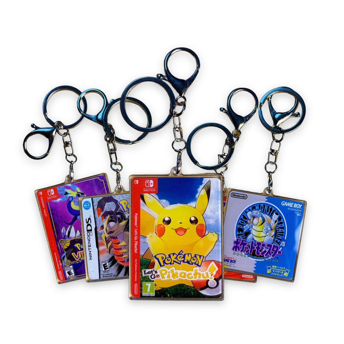 HD Print acrylic card keychains, several styles on white background