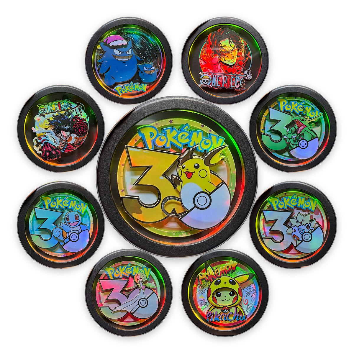 LED light-up 3D fridge magnets, Creature Collection, several styles on white background
