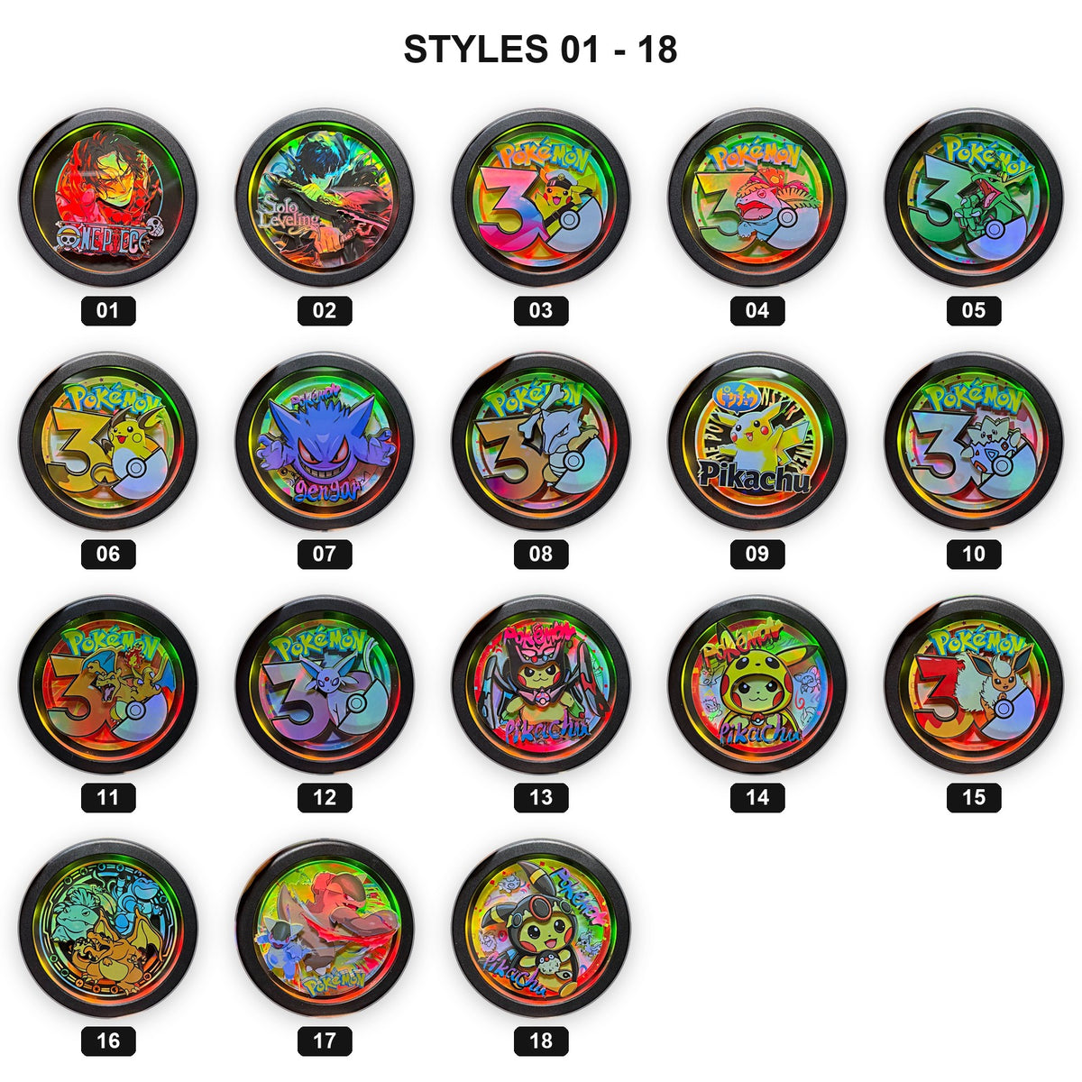 Creature Collection LED light-up 3D fridge magnets style chart 1 with style numbers