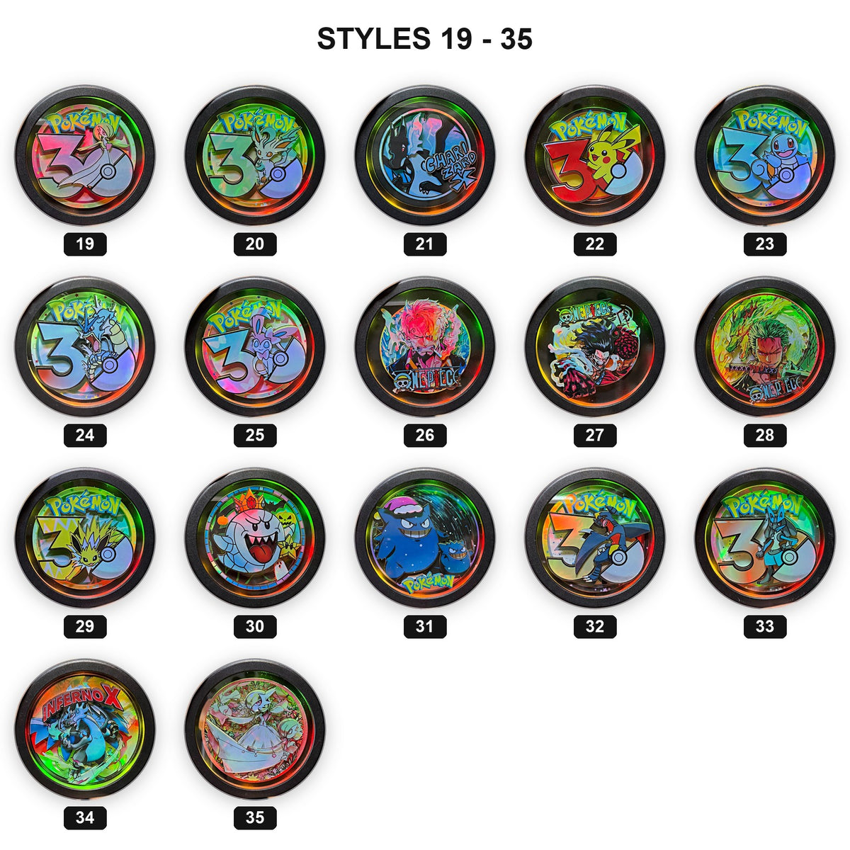 Creature Collection LED light-up 3D fridge magnets style chart 2 with style numbers