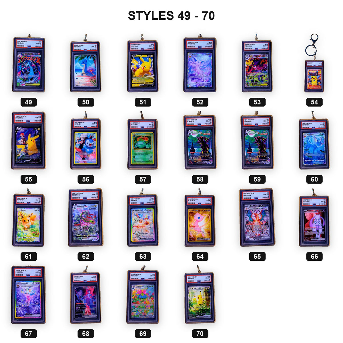 Acrylic Collector Slab style chart 3 with style numbers