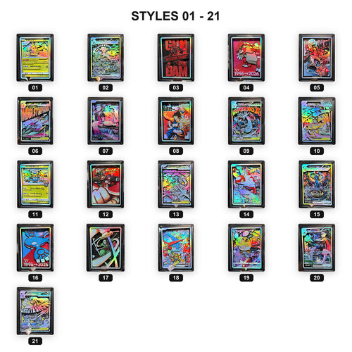 Anime Card Art holographic paper-cut fridge magnets style chart 1 with style numbers