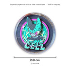 Fridge magnet size: about 8 cm across, 2 cm thick