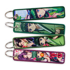 Woven fabric keychains, Apothecary Girl Collection, several styles on white background